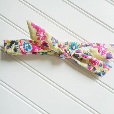 Skinny Headband - Floral on Lime