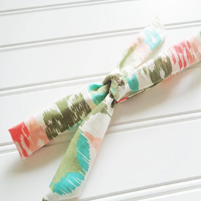 Skinny Headband - Green, Teal and Coral Pattern