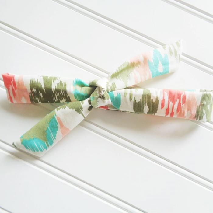 Skinny Headband - Green, Teal and Coral Pattern