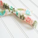  Skinny Headband - Green, Teal and Coral Pattern