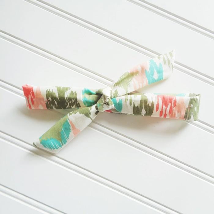 Skinny Headband - Green, Teal and Coral Pattern