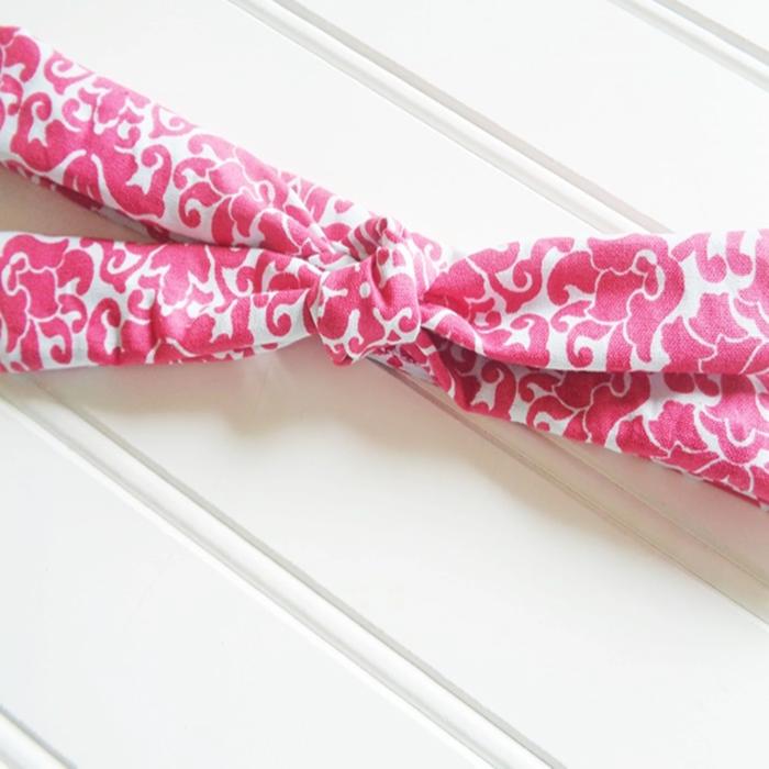 Skinny Headband - Red Floral on Blue