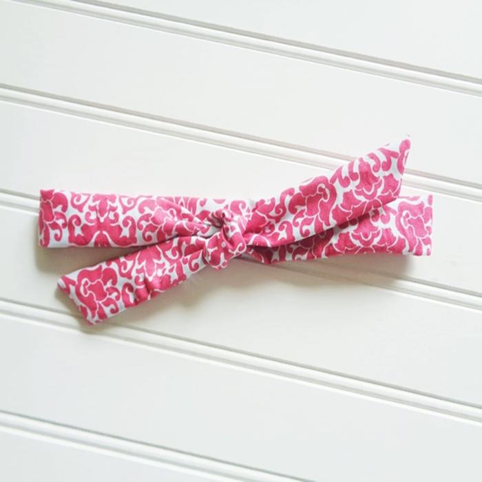 Skinny Headband - Red Floral on Blue