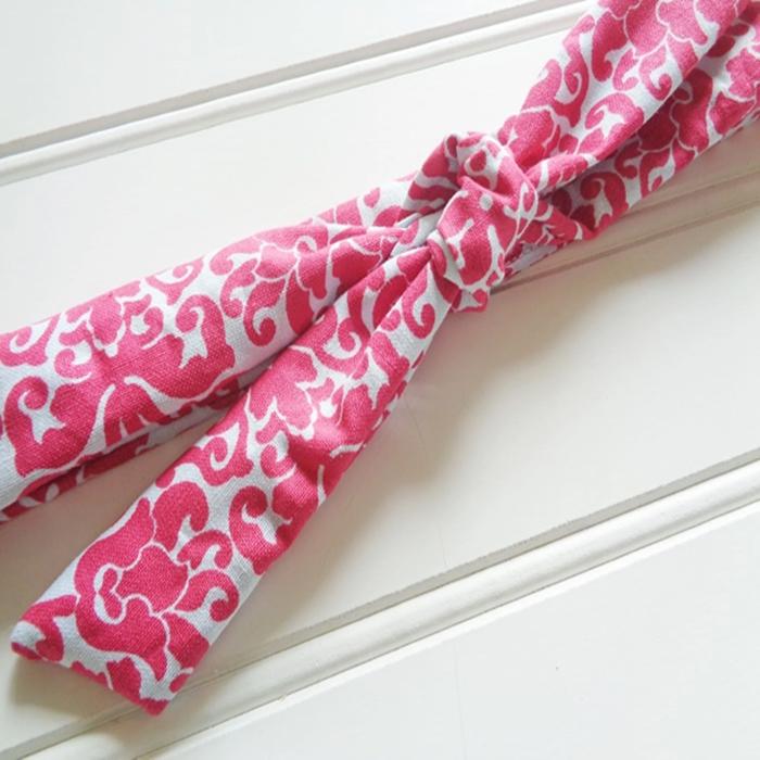 Skinny Headband - Red Floral on Blue