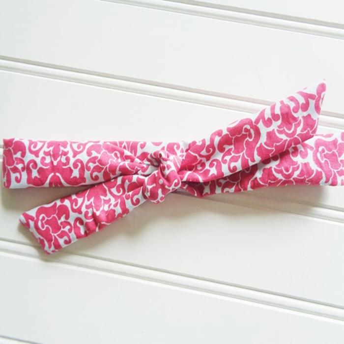 Skinny Headband - Red Floral on Blue