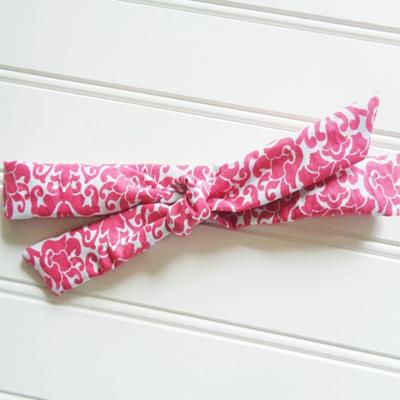 Skinny Headband - Red Floral on Blue