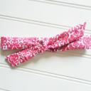  Skinny Headband - Red Floral on Blue