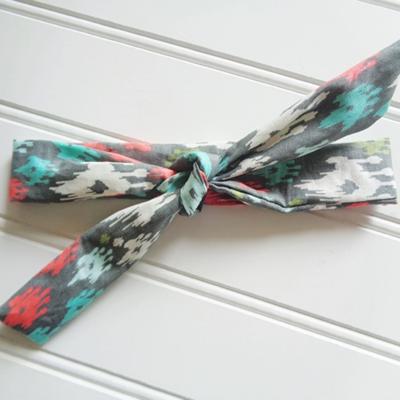 Skinny Headband - Teal, Coral, and Green on Gray