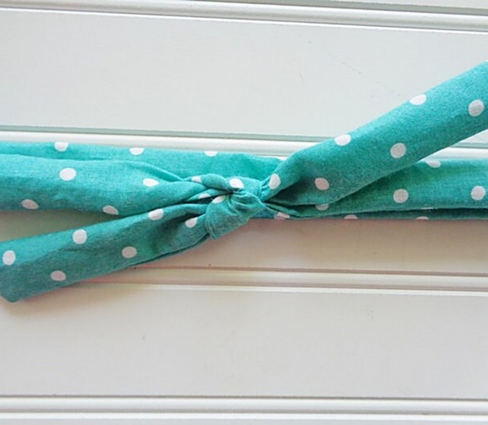 Skinny Headband - White Dots on Teal