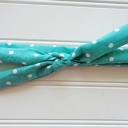  Skinny Headband - White Dots on Teal