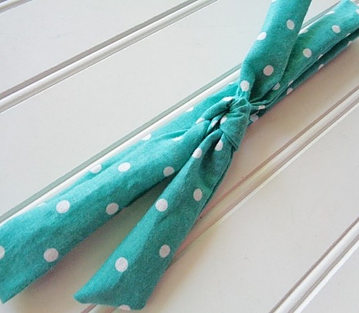 Skinny Headband - White Dots on Teal