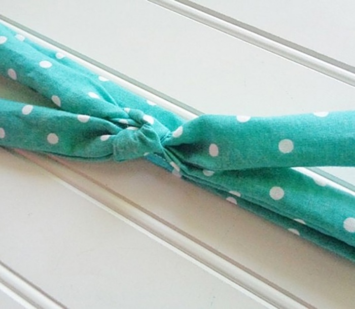 Skinny Headband - White Dots on Teal