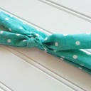  Skinny Headband - White Dots on Teal