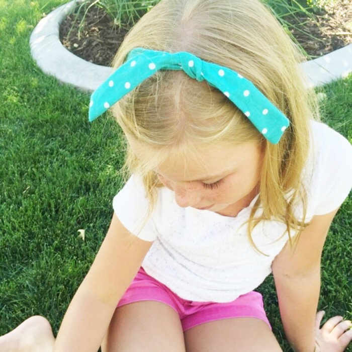 Skinny Headband - White Dots on Teal