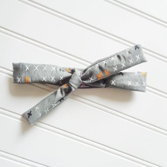 Skinny Headband - Colored X's on Gray