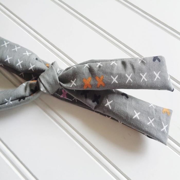 Skinny Headband - Colored X's on Gray