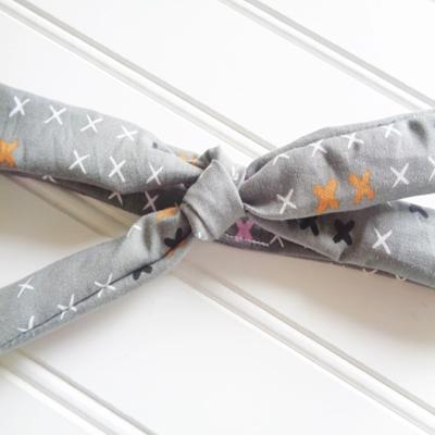 Skinny Headband - Colored X's on Gray