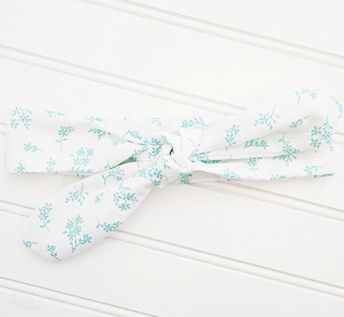 Knotted Headband - Teal Flowers