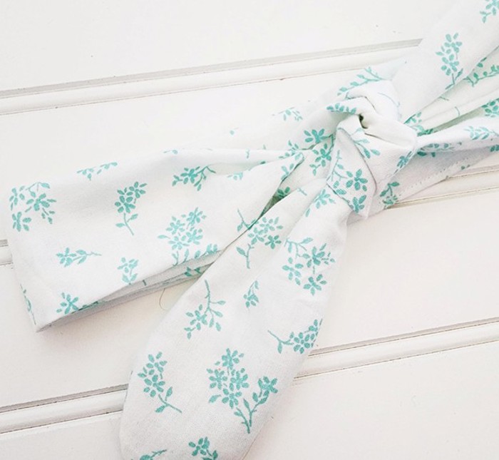 Knotted Headband - Teal Flowers