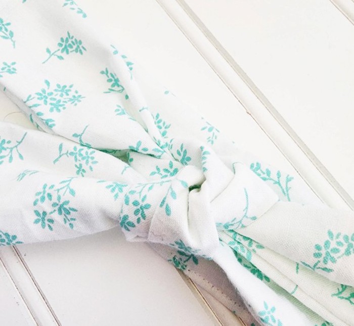 Knotted Headband - Teal Flowers