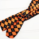  Knotted Headband - Orange and Black Argyle