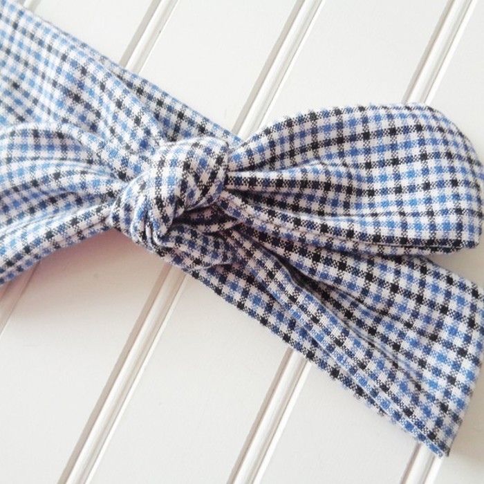 Knotted Headband - Black and Blue Check