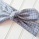  Knotted Headband - Black and Blue Check