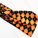  Knotted Headband - Orange and Black Argyle