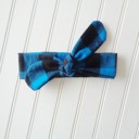  Flannel Knotted Headband - Blue and Black Buffalo Plaid
