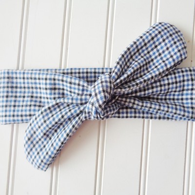 Knotted Headband - Black and Blue Check