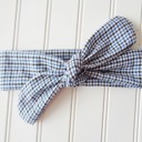  Knotted Headband - Black and Blue Check
