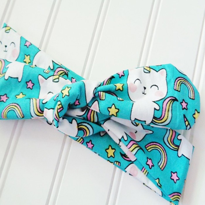 Knotted Headband - Rainbow Uni-Kitty