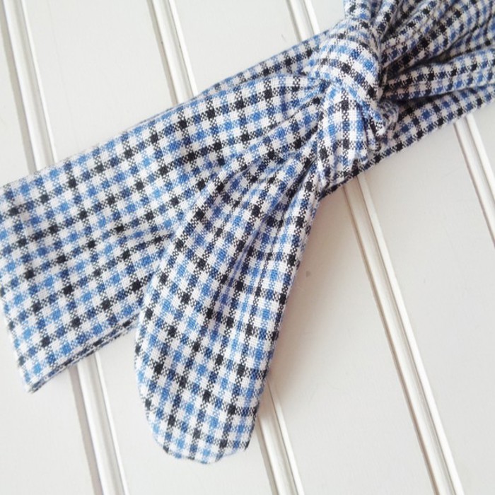 Knotted Headband - Black and Blue Check