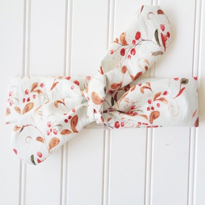 Knotted Headband - Gold Berries and Leaves on Mint