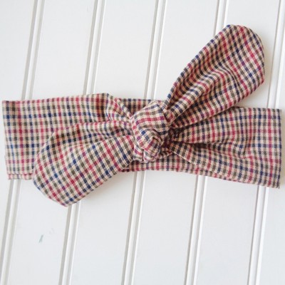 Knotted Headband - Blue Green and Red Check