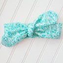  Knotted Headband - White Flowers on Teal