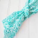  Knotted Headband - White Flowers on Teal