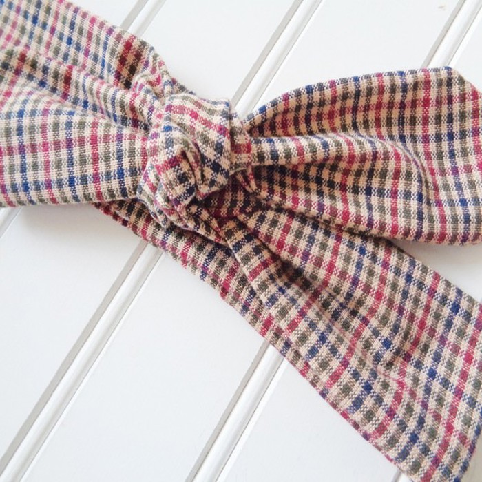 Knotted Headband - Blue Green and Red Check