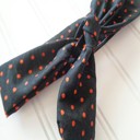  Knotted Headband - Orange Dots on Black