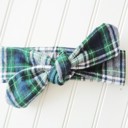  Flannel Knotted Headband - Navy and Green Plaid
