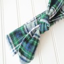  Flannel Knotted Headband - Navy and Green Plaid