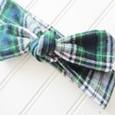  Flannel Knotted Headband - Navy and Green Plaid
