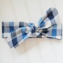  Flannel Knotted Headband - Blue and White Buffalo