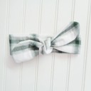  Flannel Knotted Headband - Green and White Plaid