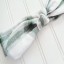  Flannel Knotted Headband - Green and White Plaid