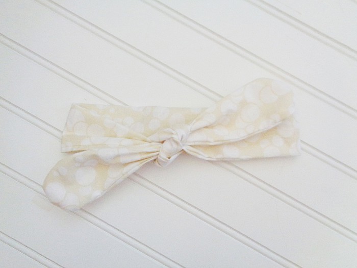 Knotted Headband - White Circles on Ivory