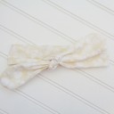  Knotted Headband - White Circles on Ivory