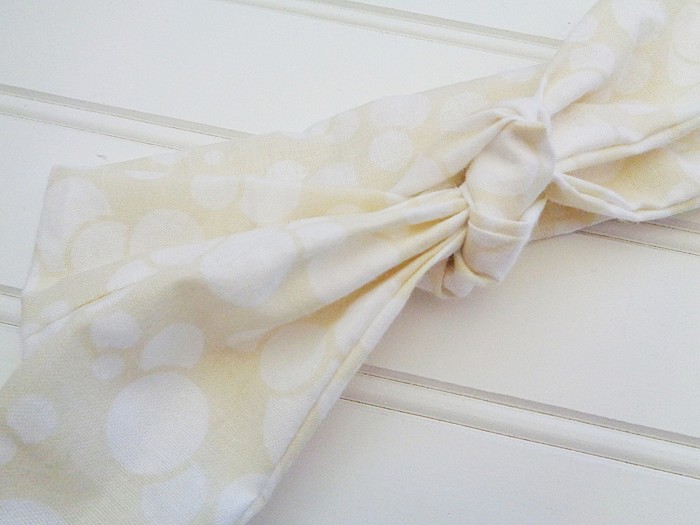 Knotted Headband - White Circles on Ivory