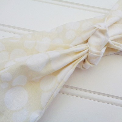 Knotted Headband - White Circles on Ivory
