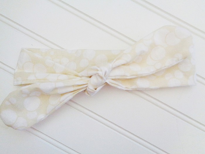 Knotted Headband - White Circles on Ivory